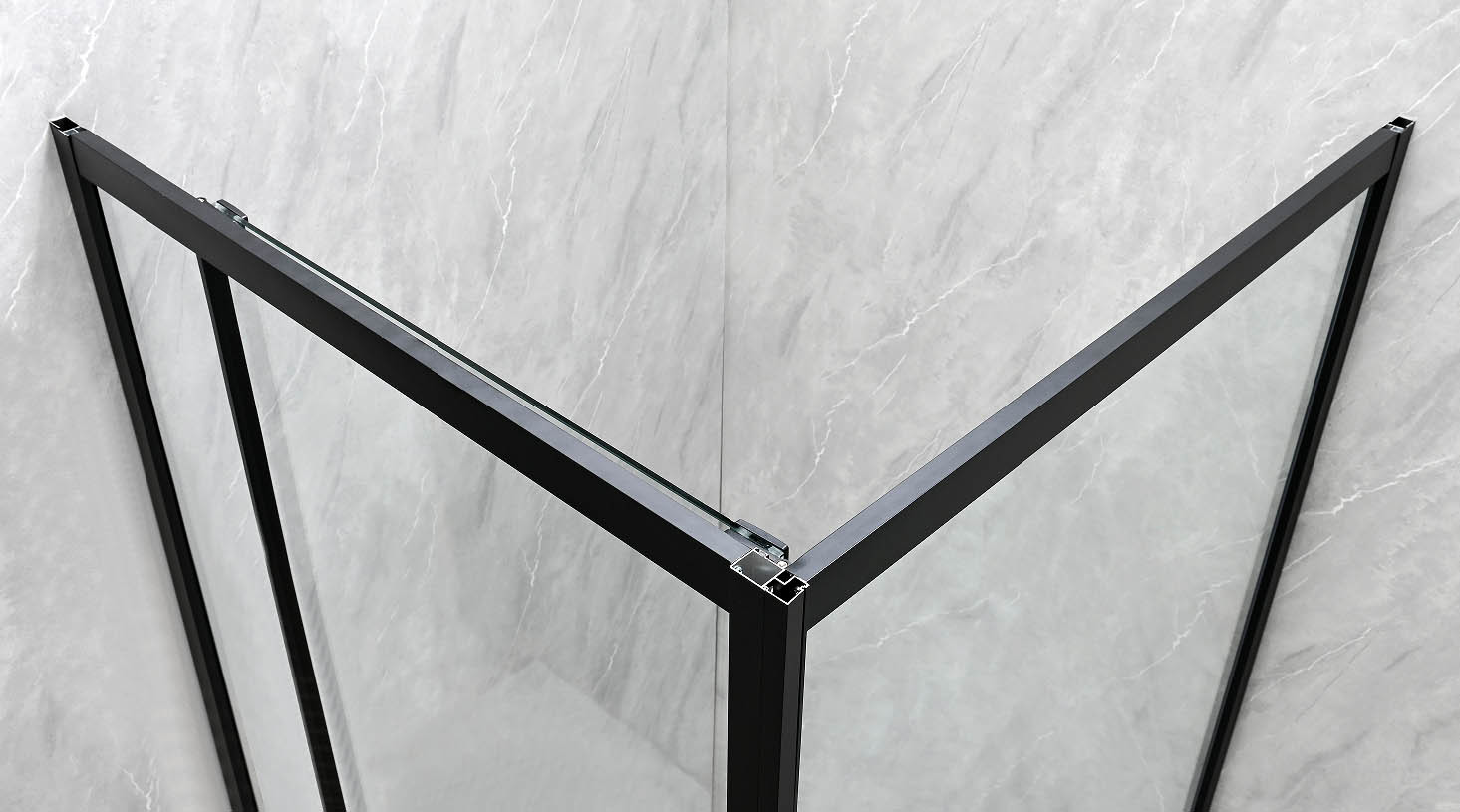 6/8mm Tempered Glass And Alum Frame Black Square Shower Enclosure Modern