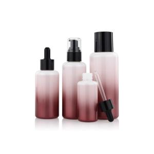 Quality 50ml 100ml Empty Round Gradient Lotion Glass Bottle Set wholesale