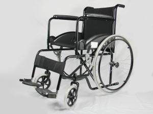 Quality Powder Coating Folding Steel Wheelchair With Solid Wheel wholesale