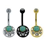 Crystals Opal Design Belly Ring Jewelry Stainless Steel Body Jewelry Women