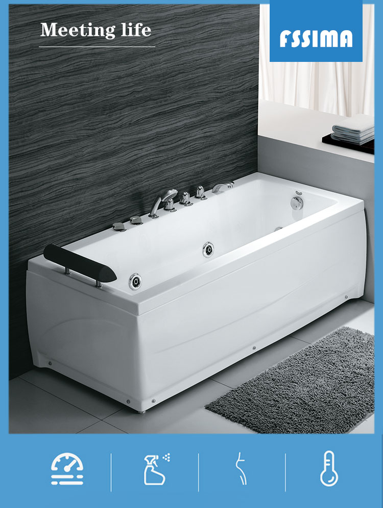 5 Foot Rectangular 2 Person Corner Bathtub 1700x650mm With Video