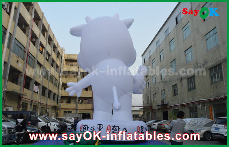Custom Inflatable Cartoon Characters White Cattle 10m Height