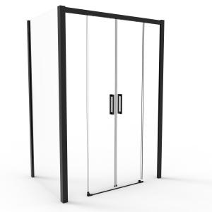 Quality Tempered Glass Bathroom Shower Room Matte Balck Color Square Sliding Door wholesale