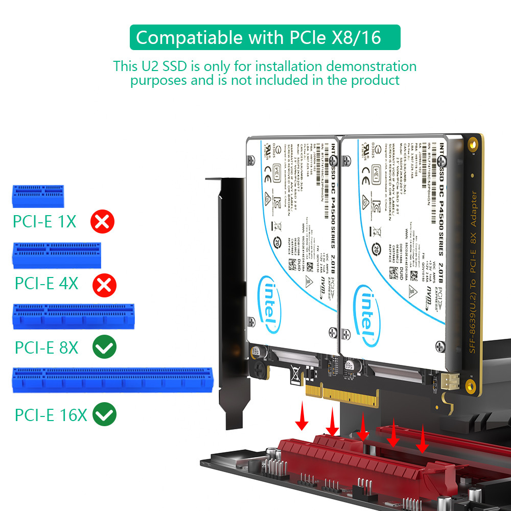Dual U.2 SSD To PCIe 4.0 X8 Adapter Lightning-Fast Data Transfer