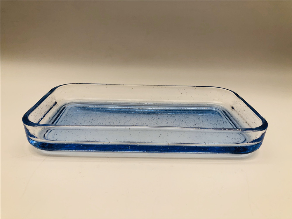 Bathroom Cleaning Glass Bath Accessories Set Ombre Blue Bubble Effect