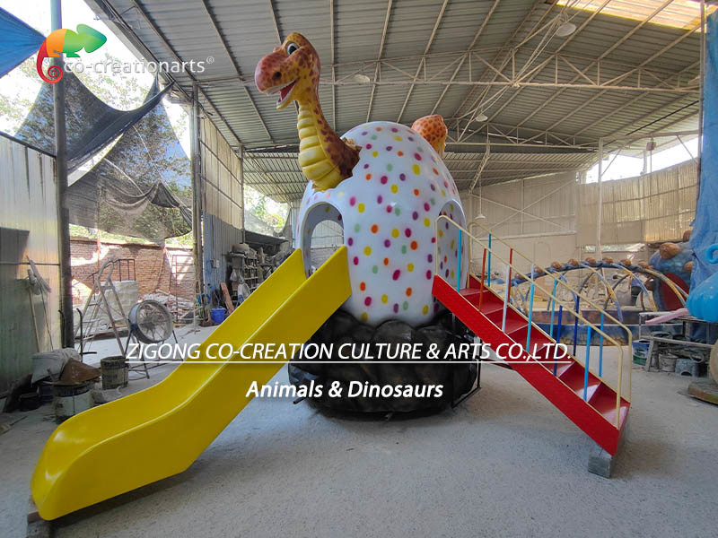 Dinosaur Egg Slide Fiberglass Playground Equipment For Kids Amusement Park