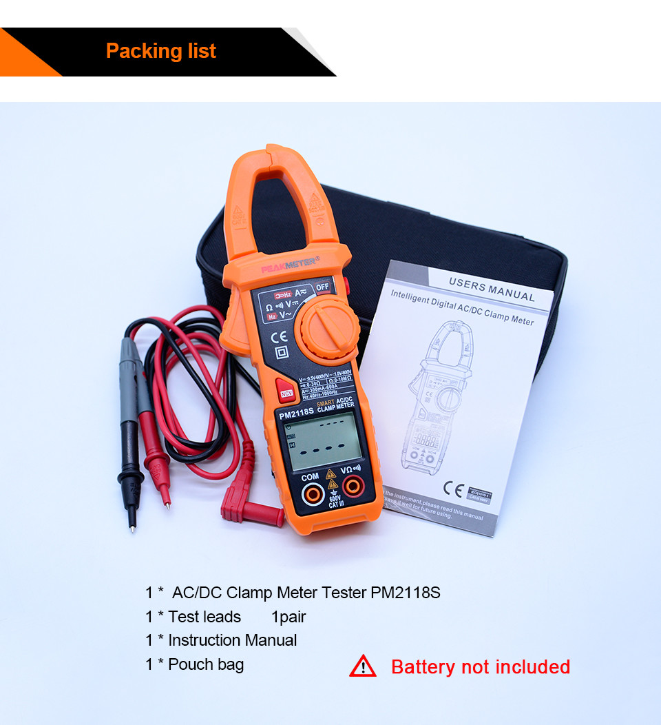 Digital Clamp Meter Frequency Resistance VFD Voltage Continuity Multimeter
