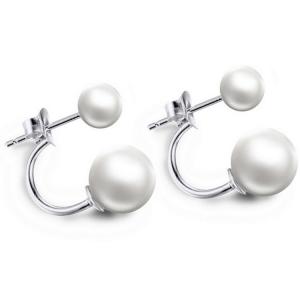 Quality Bouble White Pearl Hoop Studed Earrings(EEPEARL01) wholesale