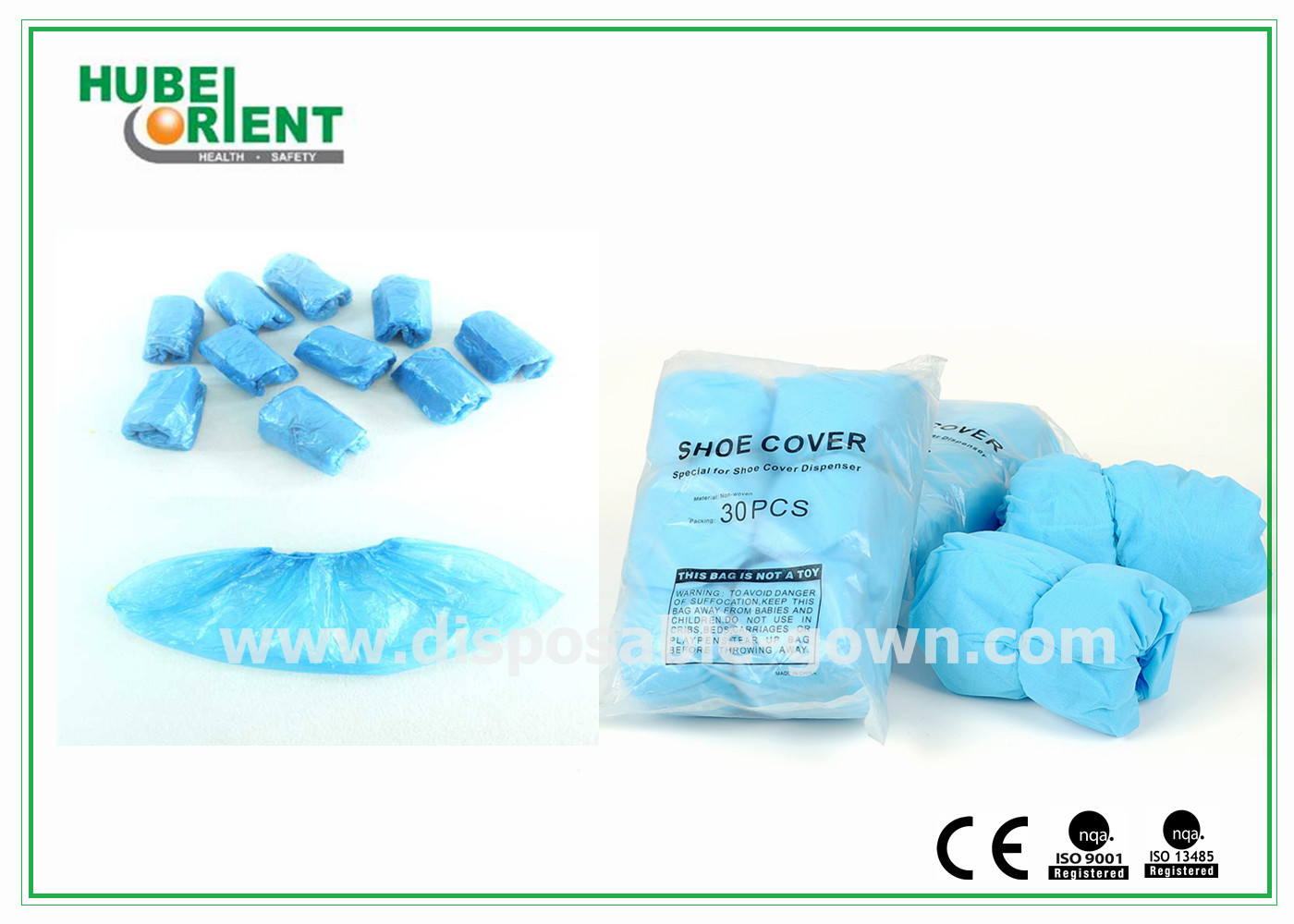 Single Use Waterproof Nonwoven Shoe Covers With Non Slip Stripes