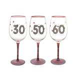 High Quality Personalized Glitter Tem Birthday Gift Red Wine Glass