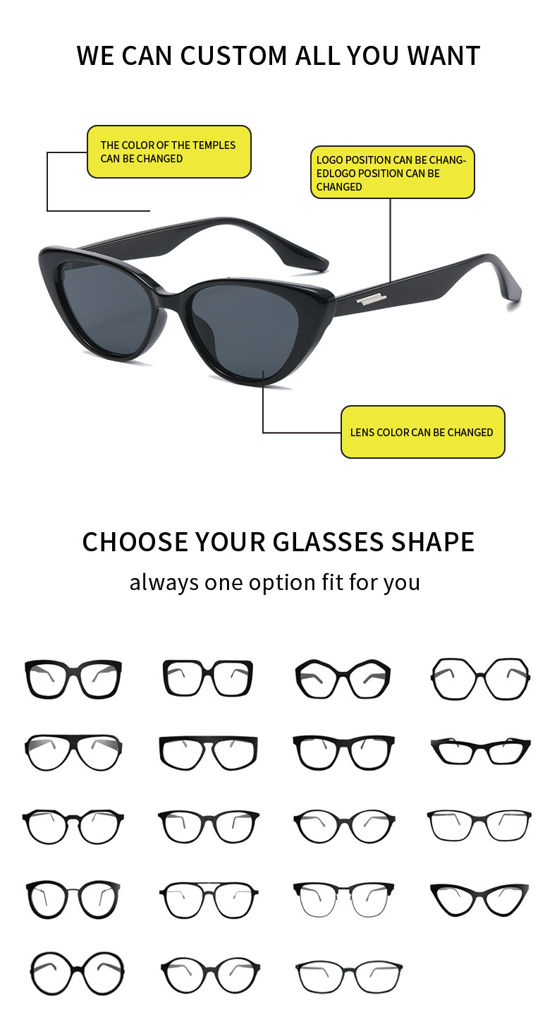 Various Shapes Custom Sunglasses Frame Fashion UV 400 Protection