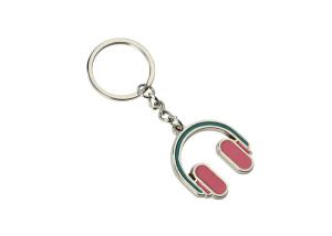 Quality Pink Headphone Iron Enamel Key Chains Mini Advertising Gift Keyring wholesale