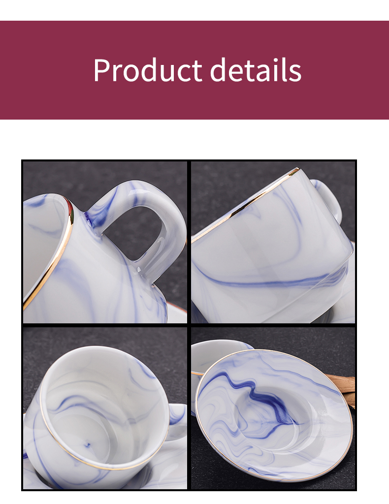 80ml Set Of 6 Nordic Marble Coffee Mugs Ceramic Tea Cups