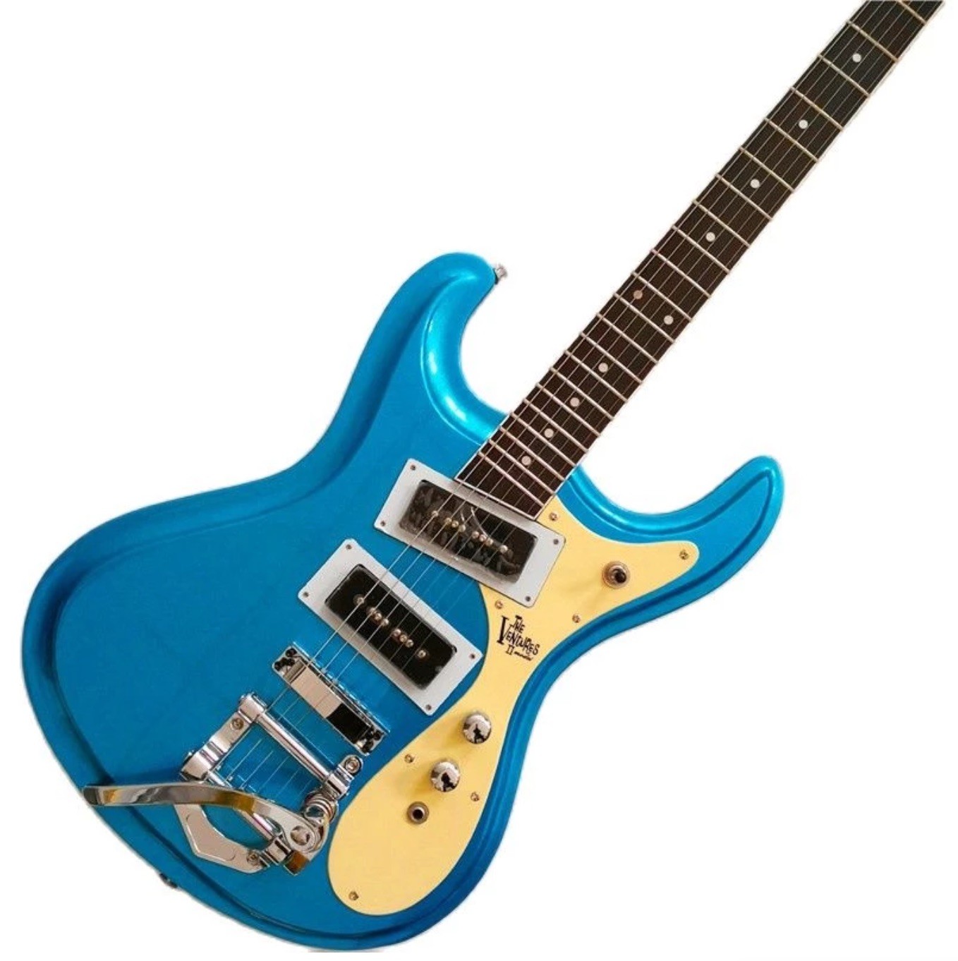 Custom JR The Ventures Guitar Mosrite Model Metallic Electric Guitar in Blue