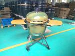 Green Pizza BBQ 24 Inch Kamado Grill nylon wheels Iron top cap