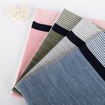 Breathable And Soft Striped Cotton Fabric For Casual Wear With Bamboo Denim