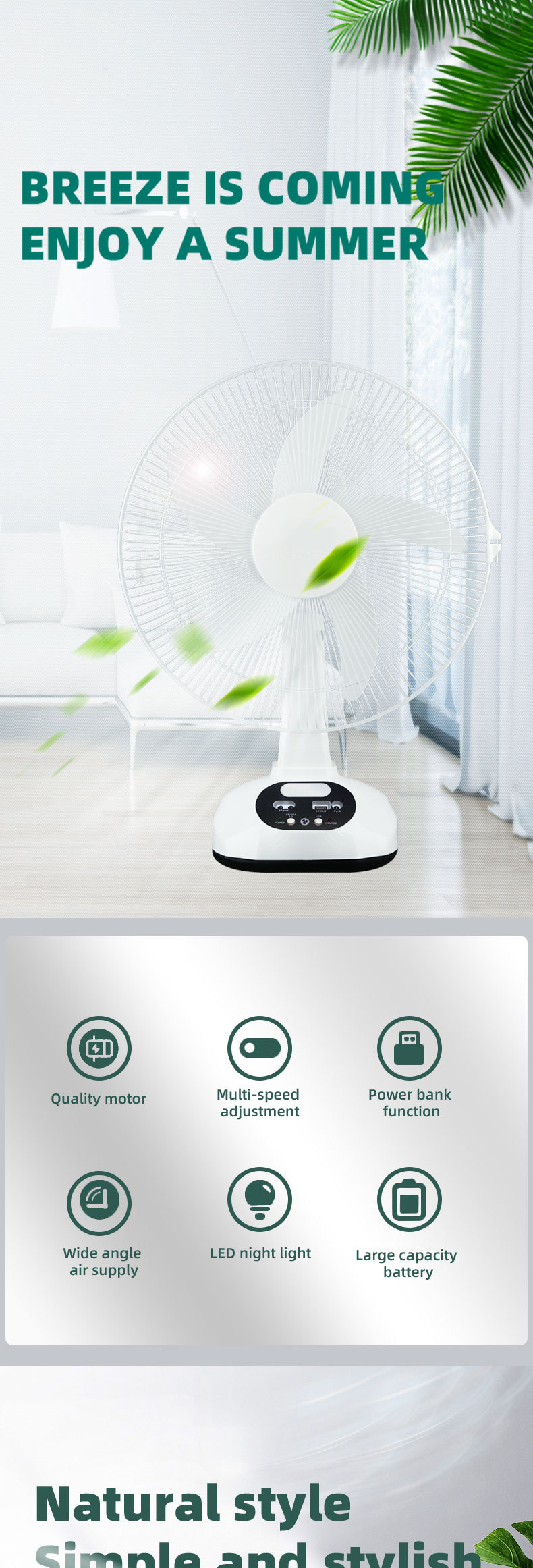 Table Fans Rechargeable Power with Solar Panel Energy Solar Electric Fan Lanterns Camping Led Light Solar Fan