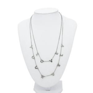 Quality Letter Fashion Jewelry Necklaces Silver Double Chains Steel Color Hiphop Style wholesale