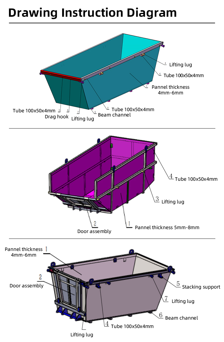 OEM Heavy Duty Steel Self Dumping Hoppers With Bumper Release Forklift