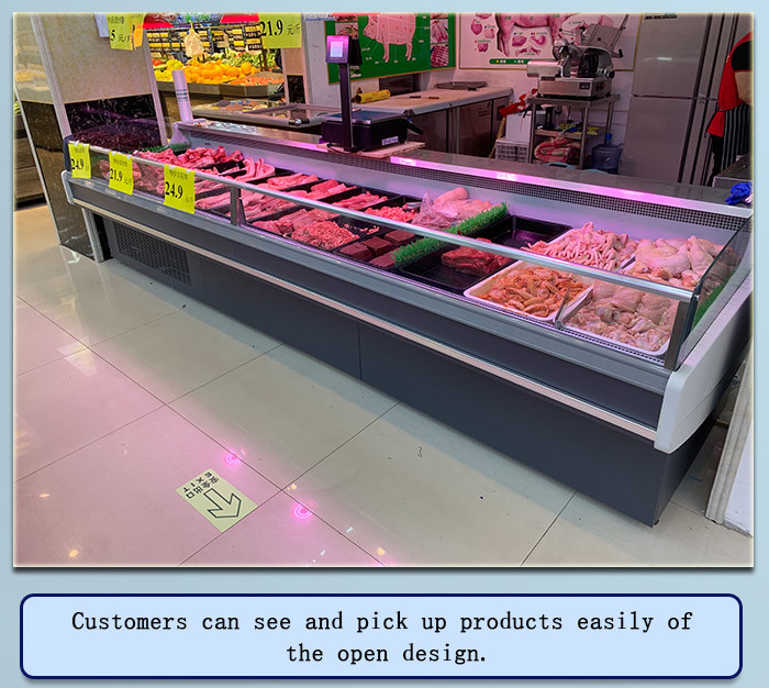 Freestanding Meat Display Freezer 570L Food Cooler 0 - 5 ℃ Showcase
