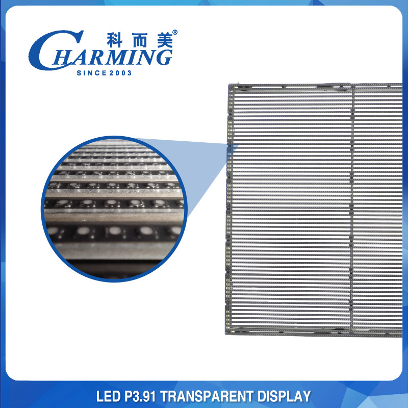 RGB P3.91 Transparent Glass Display , 500x1000mm Glass Wall LED Screen