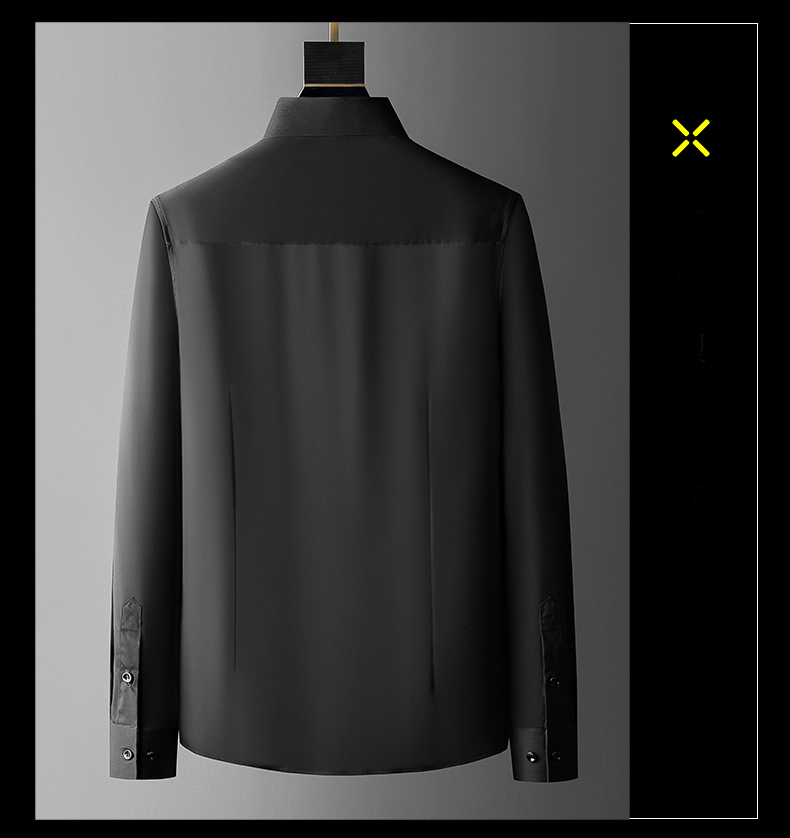 Plain Dyed Men's Long Sleeve Formal Shirt with Stand Collar and Solid Colour Cotton