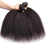Natural Black Kinky Straight Remy Human Hair Bundles Sew In Weave Bundles
