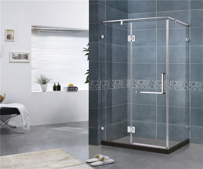 180 Degree Stainless Hinge Shower Enclosures Rectangle With Support Bar 8 MM Tempered Glass