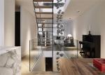Minimalist Modern Wooden Staircase Designs , Floating Stairs With Glass Railing