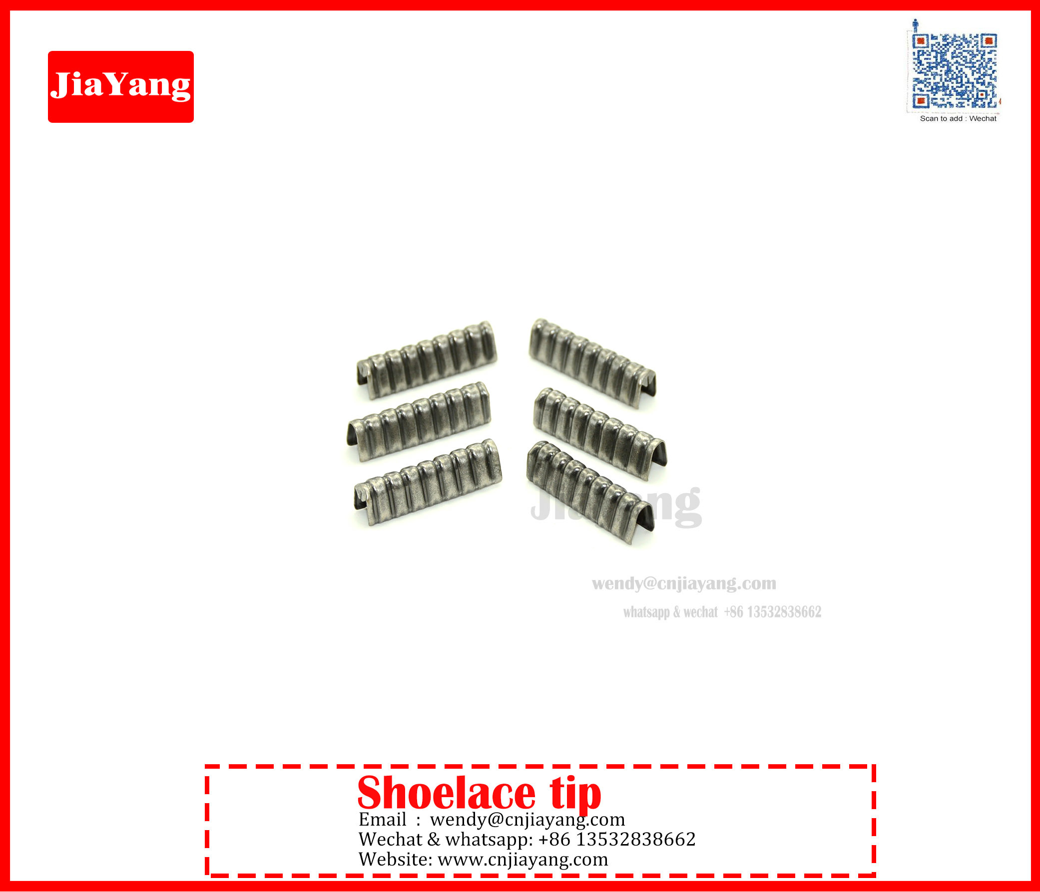 Jiayang metal aglet for end of shoelace drawstring garment