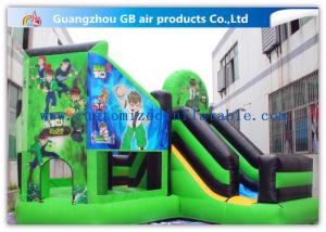 Quality Green Ben 10 Theme Bouncy Castle Slide , Inflatable Jumping Castle For Kids wholesale