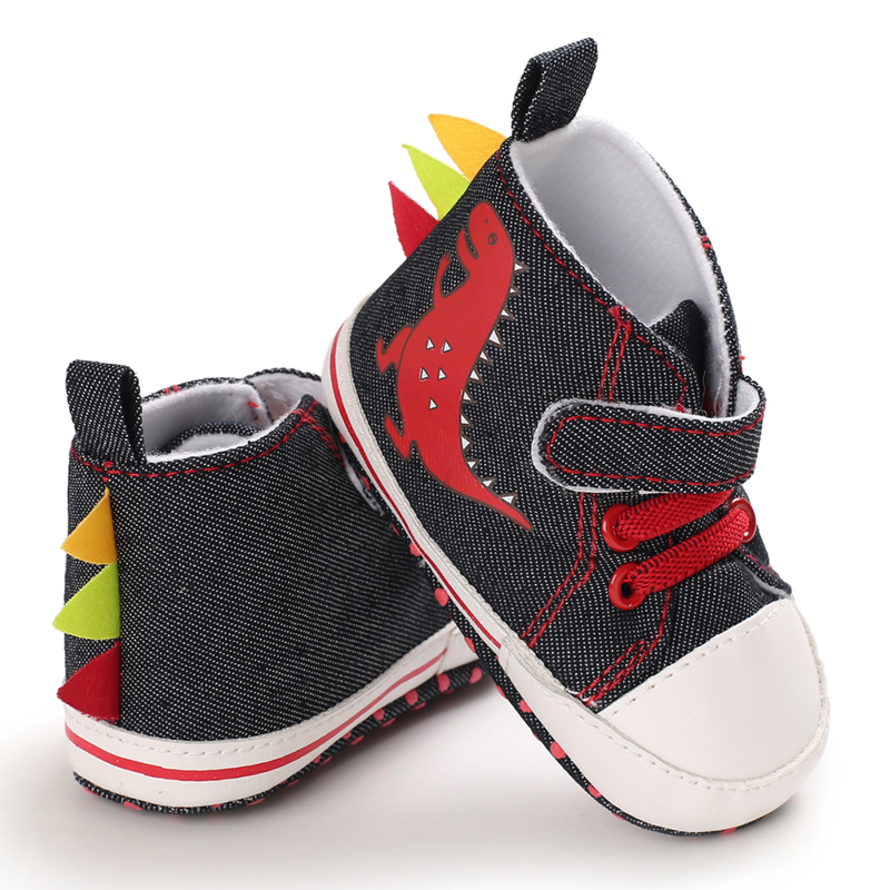 Wholesale Cheap Canvas Dinosaur animal prewalker outdoor antislip boy baby shoes