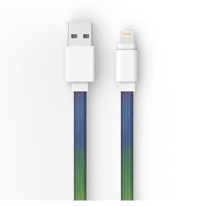 China Flat Braided 5V2.4A USB2.0 1M MFI Lightning Charging Cable on sale