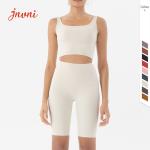 210gsm Yoga Activewear Sets Ribbed Soft Fitness Running Shorts Sets