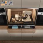 Minimalist Italian Design Stone Top Handles Solid Modern Wood Kitchen Cabinets
