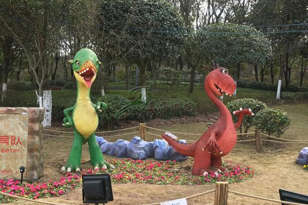 Amusement Park Family Combination Custom Fiberglass Products Hand Made Dinosaurs