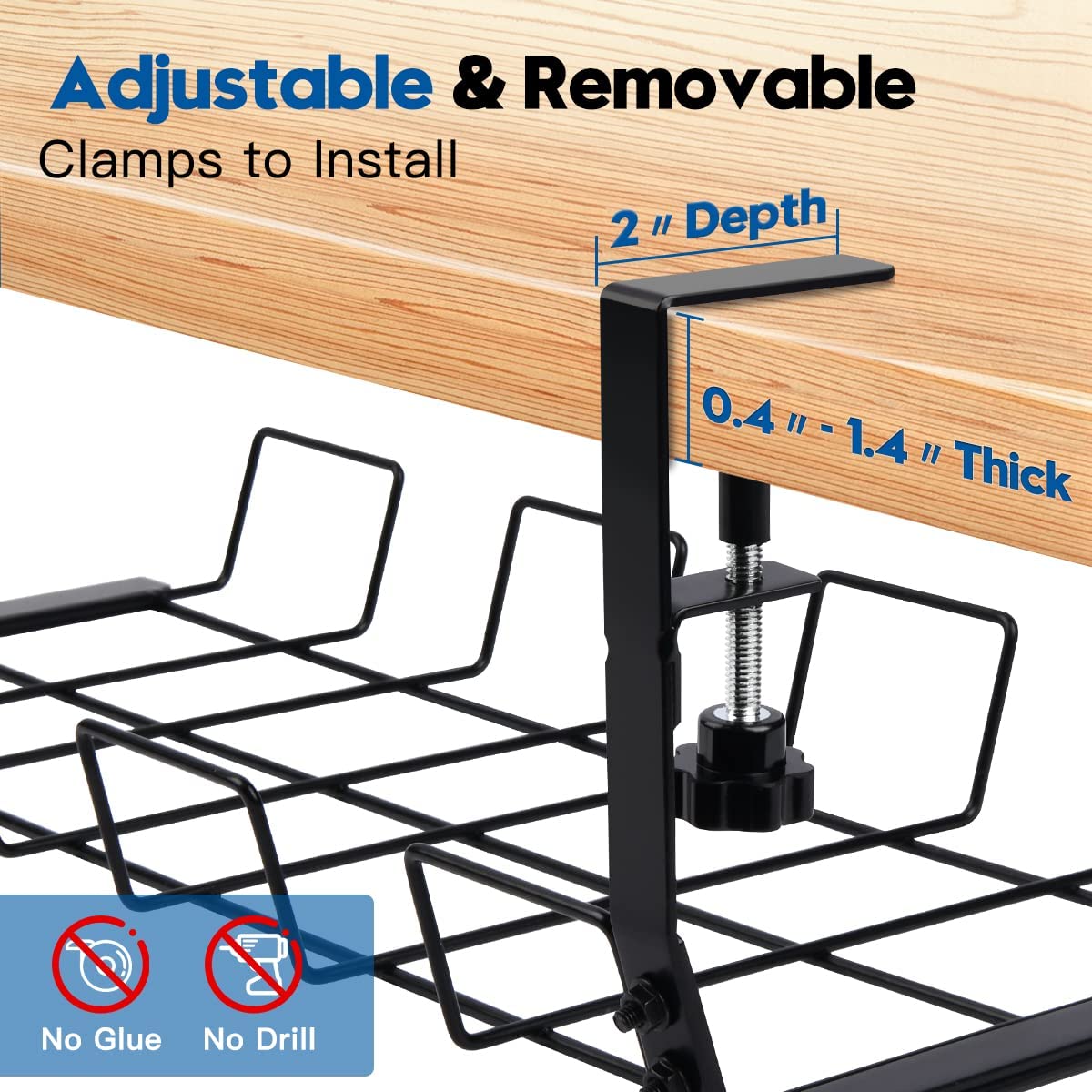 Classification Non-folding Rack Metal Mesh Desk Organizer for Organized Cable Storage