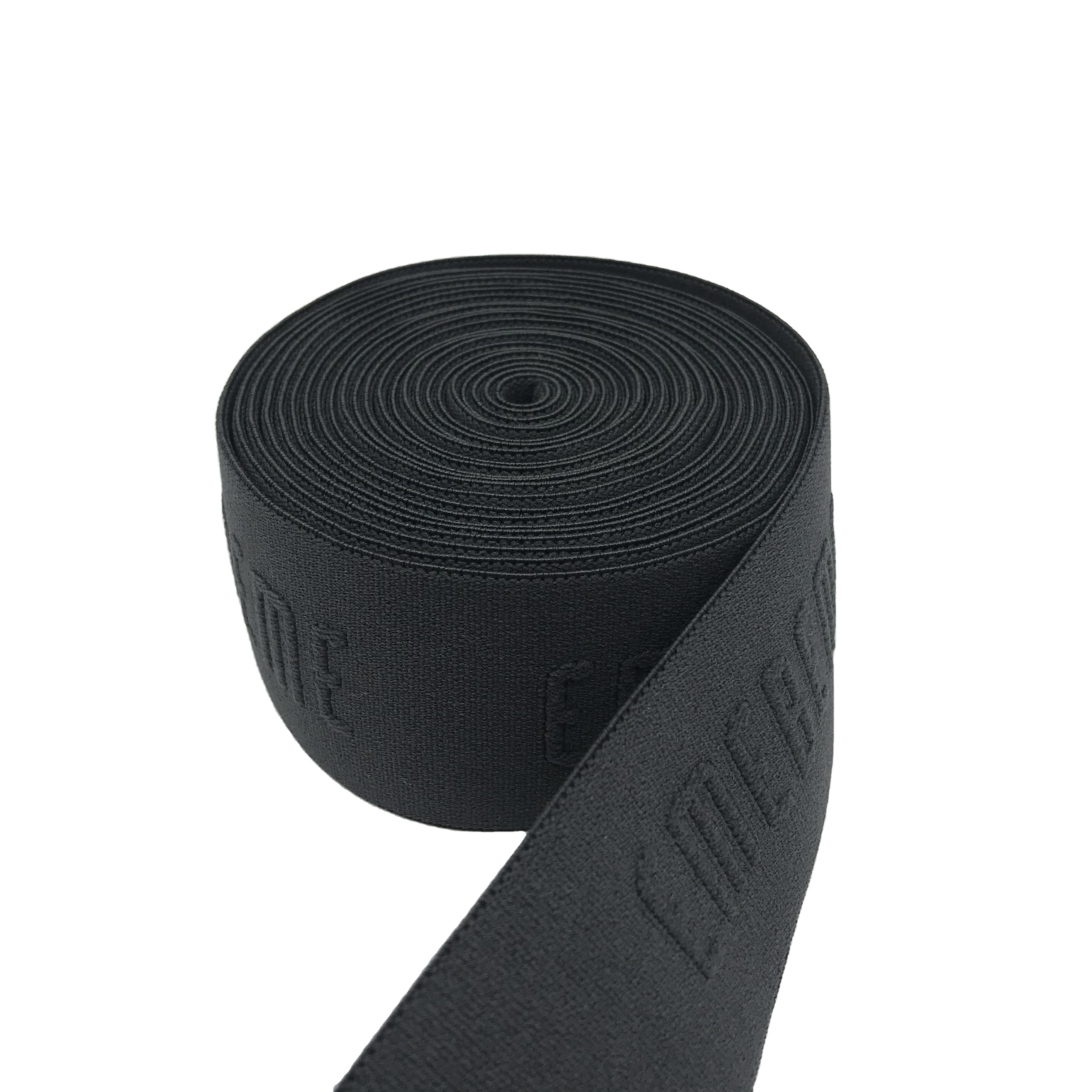 Custom embossed and debossed logo nylon spandex soft jacquard elastic webbing band strap trimming for underwear