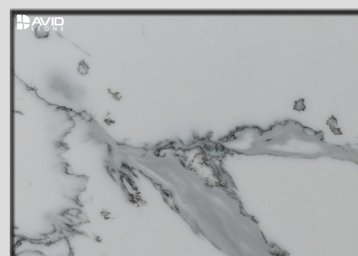 Grey White Color Quartz Stone Slab SGS Passed For Kitchen Countertop
