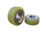 Pu Caster Wheel Forklift Spare Parts With 90mm Cast Iron Core Yellow Color