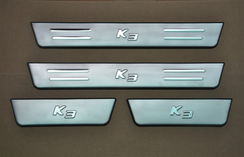 Polished Illuminated Door Sills Inner And Outer Door Sill For Kia K3 2013 2015