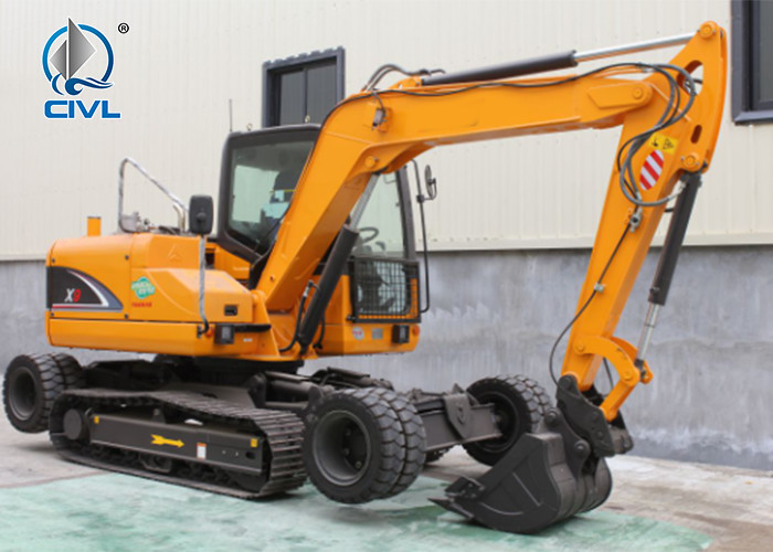 Yellow Colour Wheel Crawler Excavator Backhoe 0.3m3 Bucket Capacity 2200rpm