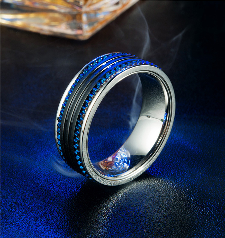 Black And Blue Plated Stainless Steel Men's Rings 6mm 7mm 8mm 9mm ring width
