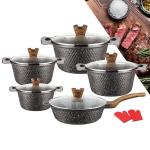 12Pcs Black Kitchen Ware Set Aluminum Nonstick Cookware Cooking Pot Sets