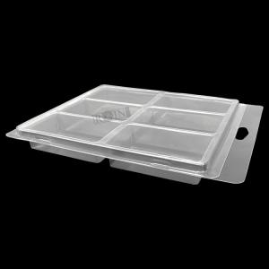China Customized Disposable Plastic PET PVC Blister Clamshell Packaging For Electronic Component 6 Compartment Rectangle Clear Jewelry Clamshell Packaging on sale