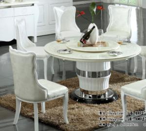 Quality 8 persons round marble table with Lazy Susan banquet furniture wholesale