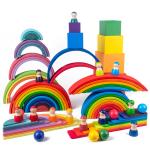 30cm Pine Wooden Blocks Toys Rainbow Building Blocks Tower Toys