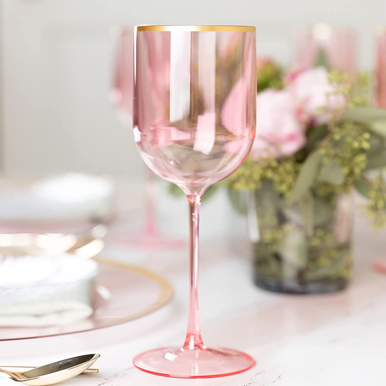 Unbreakable Modern Black Plastic Wine Glasses 15.5oz 450ml Recyclable