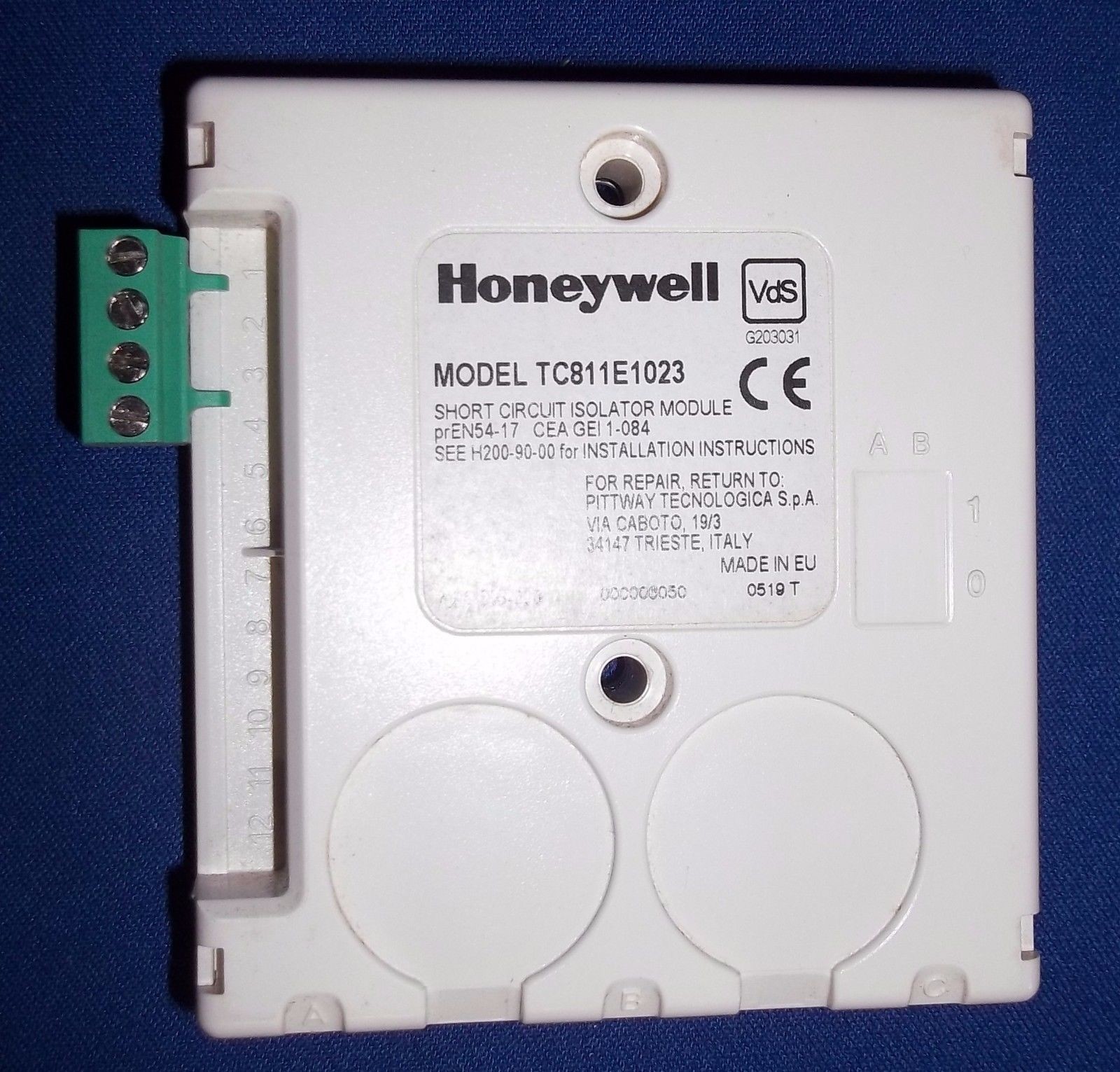HONEYWELL TC811E1023 Short Circuit Isolator Module 15 To 30VDC 200uA At 24VDC 15 MA