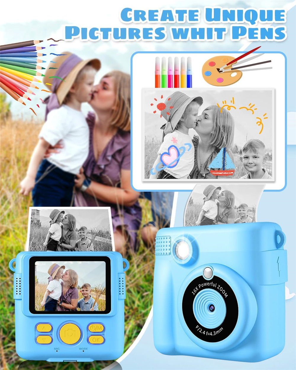 X11S Mini Dual Lens Kids Camera 1080P Bunny Cartoon Children Camera Adorable Toy Kids Selfie Digital Camera As Gift Prize